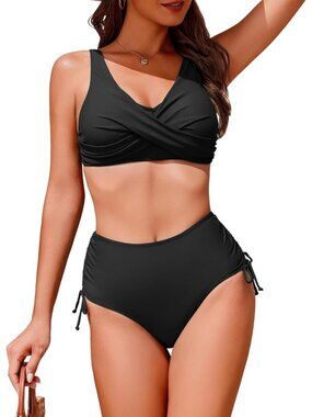 Women's High Waisted Bikini Set Tummy Control 2 Piece Swimsuit for Women Push Up